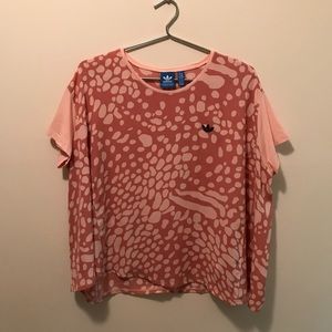 Adidas | Pink Leopard Print Short Sleeve Top